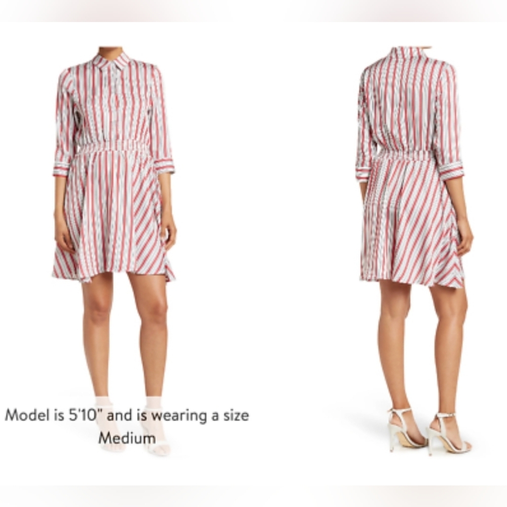 NWT Melloday Women's Dress Striped Silky Size M